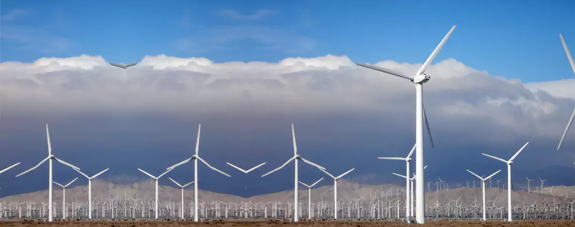 Wind turbines in a power plant