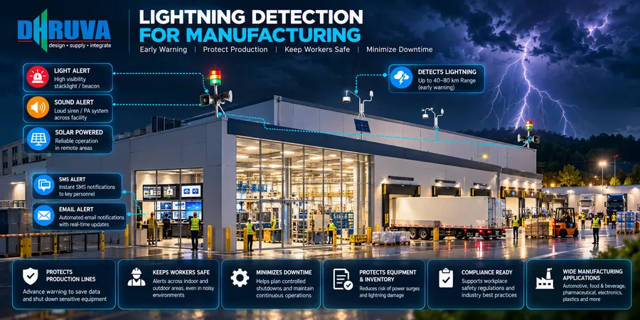 Manufacturing plant with lightning detection and alerting