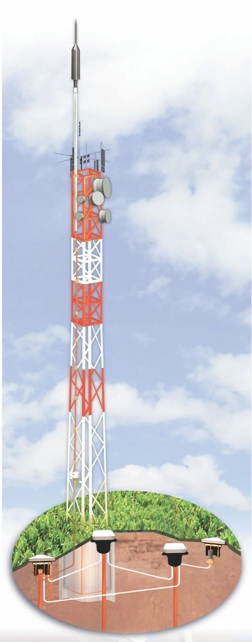 Lightning and Over-voltage protection for telecommunication towers